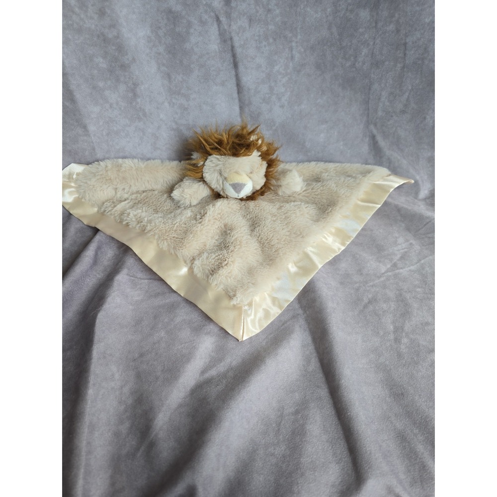 Cloud Island Lion Lovey Security Blanket Plush Satin Trim Beige Tan Brown Soft